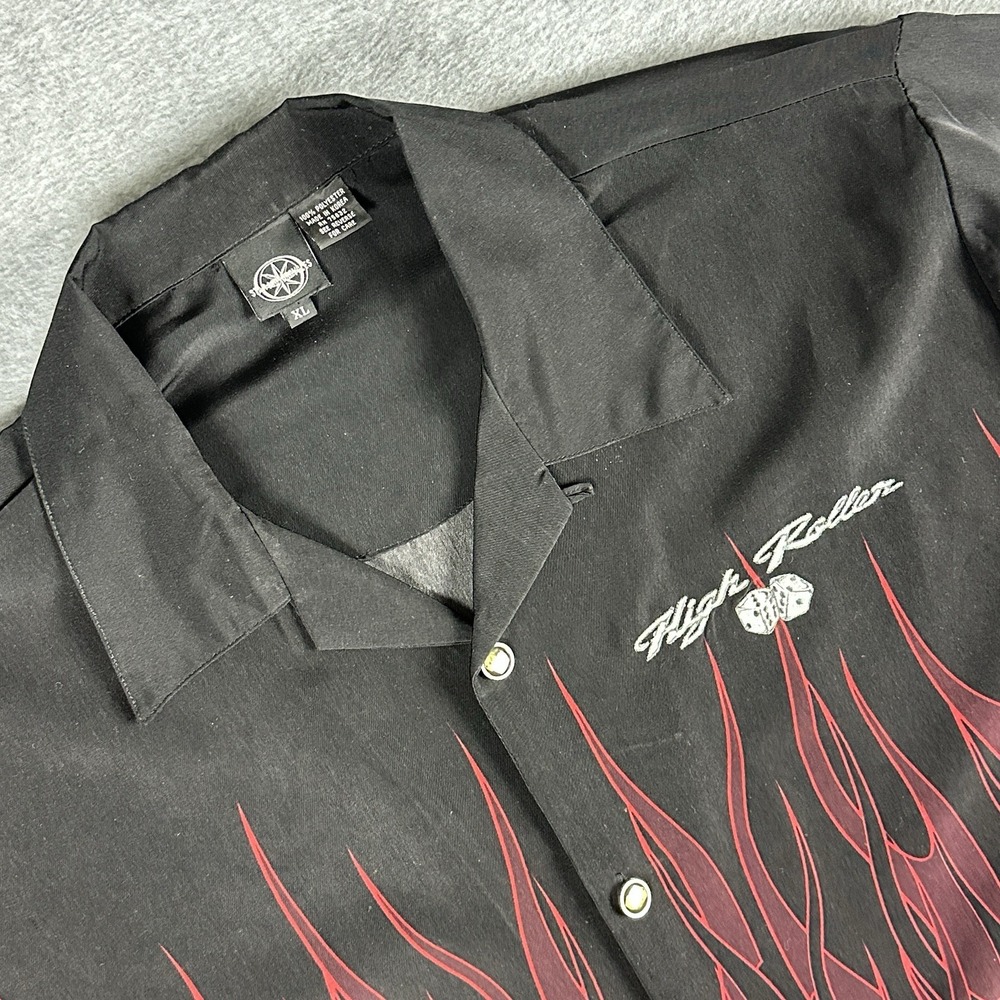 Vtg Star Motorcycles Shirt Men's Size XL Flame Dice High Rollers VTG Biker - Picture 3 of 8